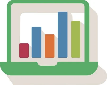 Laptop screen showing data performance report Stock Illustration