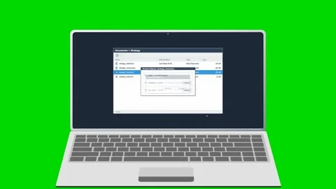 Laptop screen showing data recovery and file restoration process. 4K Stock Footage 342114799
