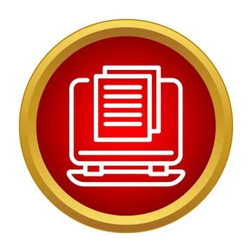 Laptop screen showing digital documents and files Illustrazione stock