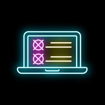 Laptop screen showing digital error icons and list Stock Illustration