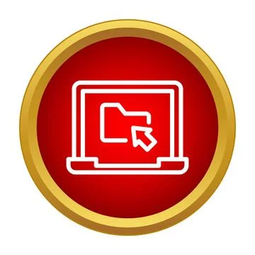 Laptop screen showing digital folder and cursor icon Illustrazione stock