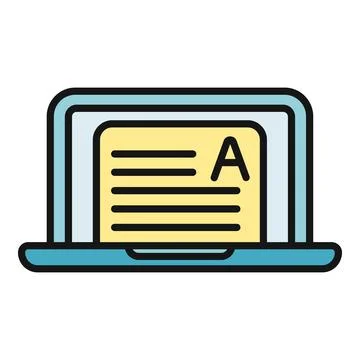 Laptop screen showing document editor for writing blog Stock Illustration