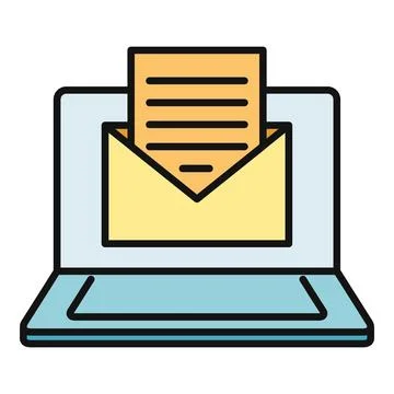 Laptop screen showing email message notification icon Stock Illustration