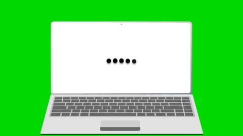 Laptop screen showing a loading progress bar on green background. 4K Vidéo 340882917