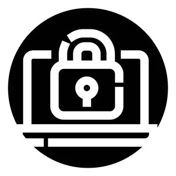 Laptop screen showing padlock for data protection Stock Illustration