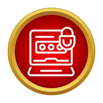 Laptop screen showing password input and security lock Stock Illustration
