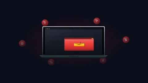 Laptop Screen Showing Phishing Scam Alert and Malicious Spam Warning Video stock 334820757