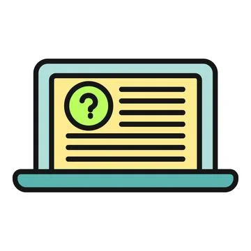 Laptop screen showing question mark and information Illustrazione stock