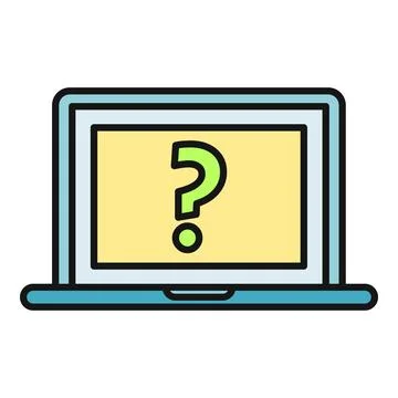 Laptop screen showing question mark for help concept Stock Illustration