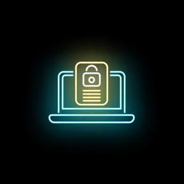 Laptop screen showing secure data document lock イラスト素材