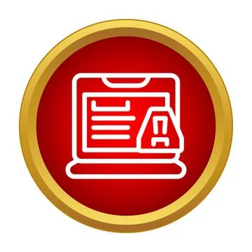 Laptop screen showing security alert warning icon Stock Illustration
