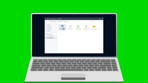 Laptop screen showing software install process on green background. 4K Video stock 341694579