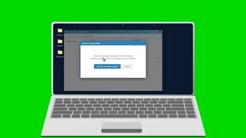 Laptop screen showing system error and successful recovery process. 4K Stock Footage 341693892