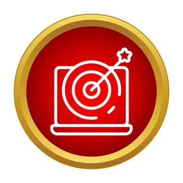 Laptop screen showing target achieving digital business goals Stock Illustration