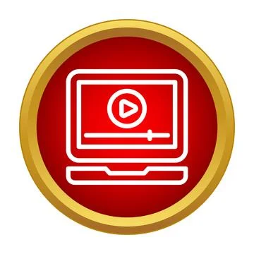 Laptop screen showing video playback player icon Illustrazione stock