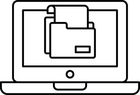 A laptop screen shows a folder with a file in it Stock-Illustration