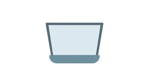A laptop screen shows a view of a contemporary building through a window. Stock Footage 332983995