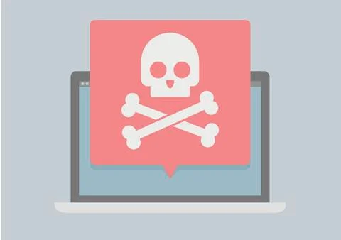 Laptop Screen Skull Stock Illustration