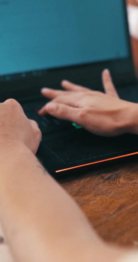 Laptop screen, typing and hands at desk for programming, software development Stock Footage 329664648