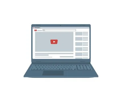 Laptop. Screen, video. Computer. Flat, cartoon, vector Illustrazione stock