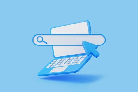 Laptop with search bar and cursor icon Stock Illustration