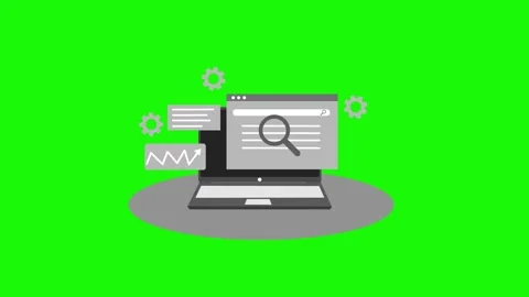 Laptop with search engine interface and analytics animation Stock Footage 316490382