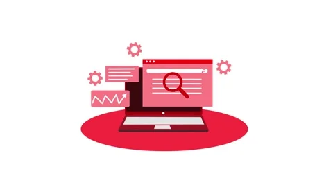 Laptop with search engine interface and analytics animation Stock Footage 316490999