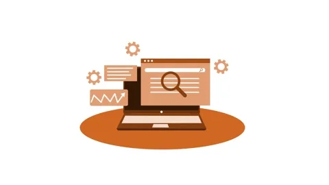 Laptop with search engine interface and analytics animation Stock Footage 316491005