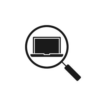 Laptop Search icon Vector Design. Laptop icon with Searching design concept f Stock-Illustration
