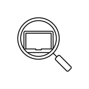 Laptop Search icon Vector Design. Laptop icon with Searching design concept f Stock-Illustration