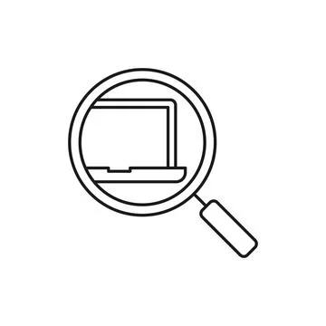 Laptop Search icon Vector Design. Laptop icon with Searching design concept f Иллюстрация