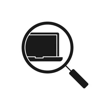 Laptop Search icon Vector Design. Laptop icon with Searching design concept f Stock Illustration