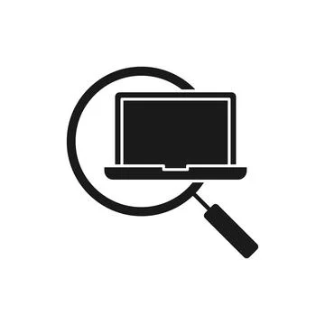 Laptop Search icon Vector Design. Laptop icon with Searching design concept f Stock-Illustration