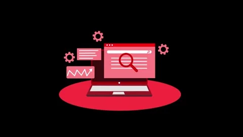 Laptop with search interface and data analysis elements animation Stock Footage 320730033