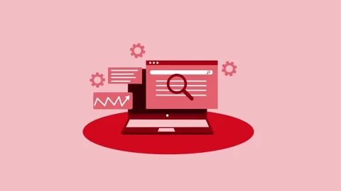 Laptop with search interface and data analysis elements animation Stock Footage 320730048