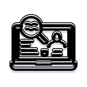 Laptop searching for candidate profile on screen イラスト素材