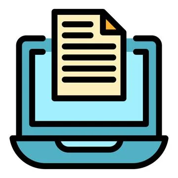 Laptop secured data icon color outline vector Stock Illustration