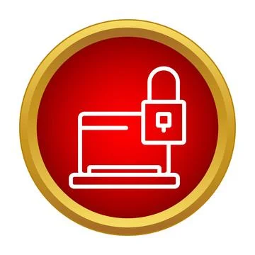 Laptop securing data with padlock icon Stock Illustration