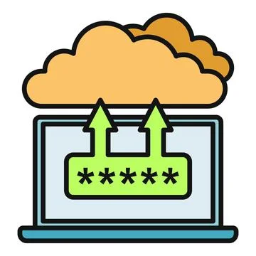 Laptop securing data sending to cloud computing イラスト素材