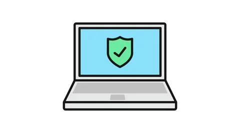 Laptop security and data protection icon Ilustración de archivo