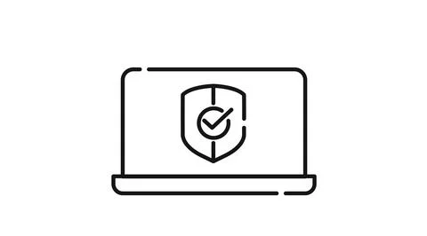 Laptop security and data protection icon 库存插图