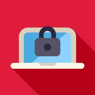 Laptop security concept with padlock icon on screen 스톡 일러스트