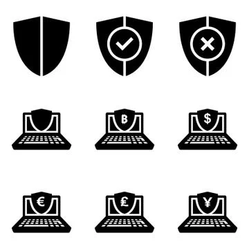 Laptop Security Glyphs Stock Illustration
