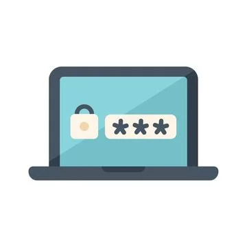 Laptop security icon flat vector. Page log Stock-Illustration