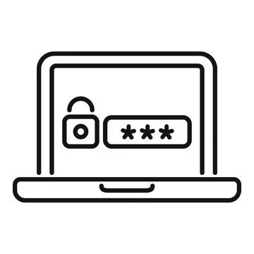 Laptop security icon outline vector. Page log Stock-Illustration