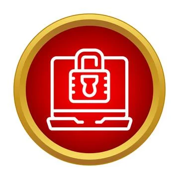 Laptop security icon protecting digital data and privacy Stock Illustration