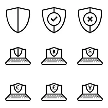 Laptop Security Line Stock Illustration