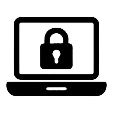 Laptop Security Lock Icon Stock Illustration