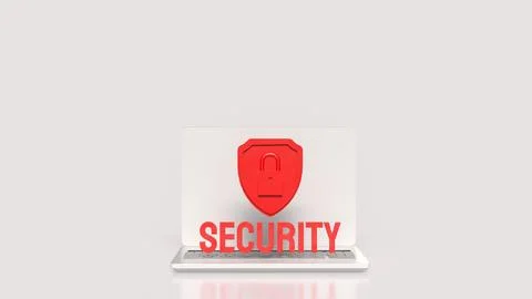 Laptop Security Shield For Digital Data Protection 3d render.. Stock Illustration