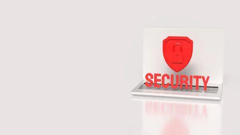 Laptop Security Shield For Digital Data Protection 3d render.. Stock Illustration